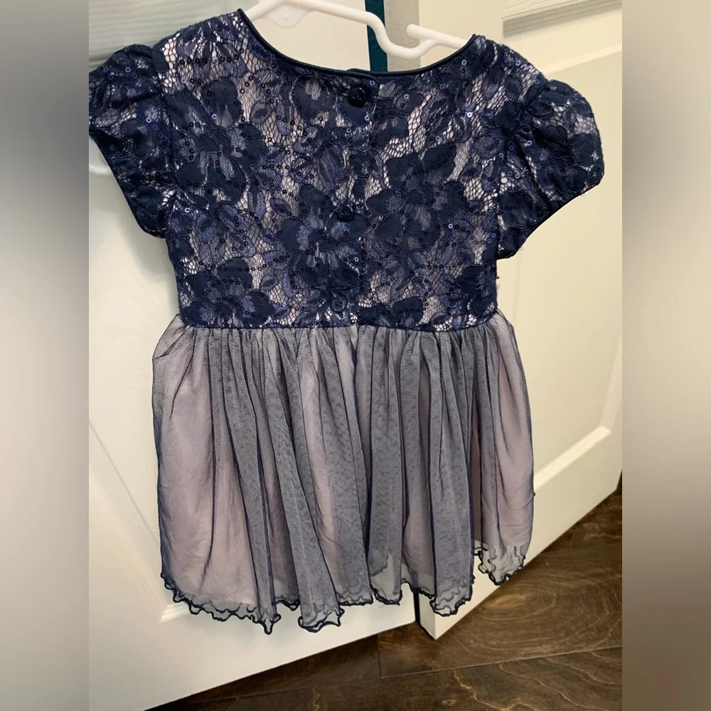 Bonnie Baby size 24 months blue and pink sequin bow dress with pink bloomers - Picture 3 of 4